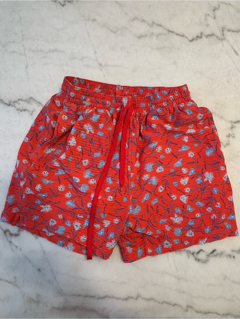 Blackbough Orange Floral Drawstring Swim Shorts